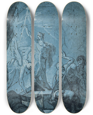 Triptych art skateboard deck of Januarius Zick The Resurrection Of Christ by Januarius Zick (1730-1797)