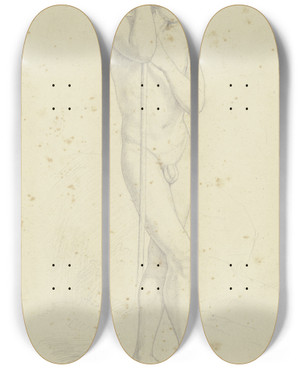 Triptych art skateboard deck of Nikolaus Hoff Knabenakt by Nikolaus Hoff (1798-1873)