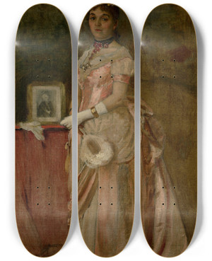 Triptych art skateboard deck of Dominik Skuteck Portrait Of Piroka Radvansk by Dominik Skutecky (1849-1921)