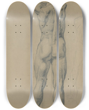 Triptych art skateboard deck of Emil Alexayolexk Stojaci Musk Akt by Emil Alexay-Olexk
