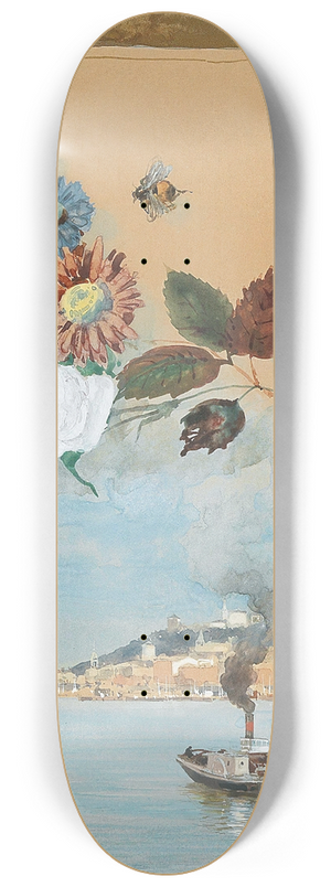 Albert Nikolaevich Benois - Design for a menu card with a view of Nizhny Novgorod on the River Volga 8.25 inch art skate deck