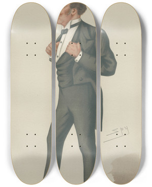 Triptych art skateboard deck of Leslie Matthew Ward Politicians Bobby The Hon Robert Bourke April 28 1877 by Leslie Matthew Ward (1851-1922)