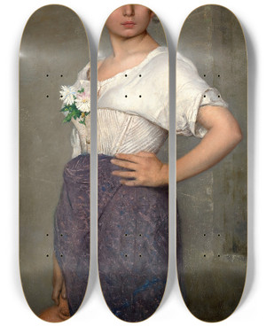Triptych art skateboard deck of Edmond Jean De Pury At The Well by Edmond Jean de Pury (1845-1911)