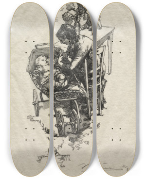 Triptych art skateboard deck of Auguste Louis Lepre La Femme Au Berceau by Auguste Louis Lepere (1849-1918) Triptych art skateboard deck of Auguste Louis Lepre La Femme Au Berceau by Auguste Louis Lepere (1849-1918)