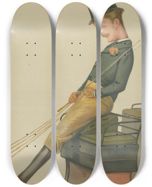 Triptych art skateboard deck of Carlo Pellegrini Sports Miscellaneous Carriages Charlie Lord Carrington February 7 1874 by Carlo Pellegrini (1839-1889)