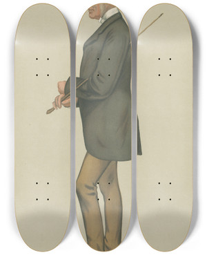 Triptych art skateboard deck of Leslie Matthew Ward Turf Devotees Fife Mr Anstrutherthomson June 17 1882 by Leslie Matthew Ward (1851-1922)