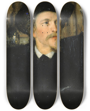 Triptych art skateboard deck of Julian Alden Weir Portrait Of Wyatt Eaton by Julian Alden Weir (1852-1919)