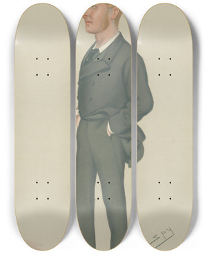 Triptych art skateboard deck of Leslie Matthew Ward Politicians Liverpool Commander Lord Ramsay 28 February 1880 by Leslie Matthew Ward (1851-1922)