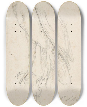 Triptych art skateboard deck of Charles Meryon A Golden Eagle by Charles Meryon (1821-1868)