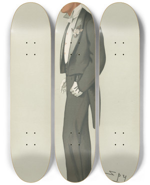 Triptych art skateboard deck of Leslie Matthew Ward Politicians Kim Viscount Mandeville 22 April 1882 by Leslie Matthew Ward (1851-1922)
