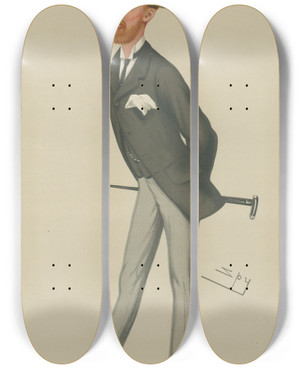 Triptych art skateboard deck of Leslie Matthew Ward Politicians The Seventh Duke The Duke Of Athole November 8 1879 by Leslie Matthew Ward (1851-1922)