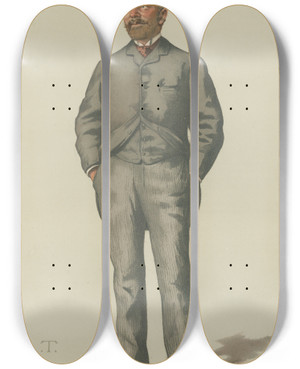 Triptych art skateboard deck of Thobald Chartran Politicians Vanity Fair Brighton Mr William Thackerey Marriot 24 March 1883 by Theobald Chartran (1849-1907)