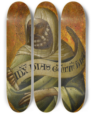Triptych art skateboard deck of Lorenzo Monaco The Prophet Jeremiah by Lorenzo Monaco (1370-1425)