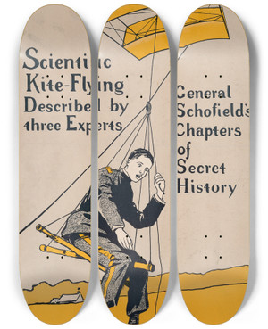 Triptych art skateboard deck of Charles Hubbard Woodbury The May Century by Charles Hubbard Woodbury (1870-1939)