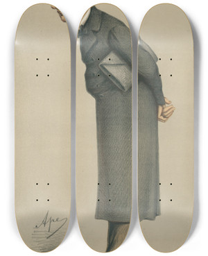 Triptych art skateboard deck of Carlo Pellegrini Politicians The Painstaking Irishman The Rt Hon William Monsell 11 February 1871 by Carlo Pellegrini (1839-1889)