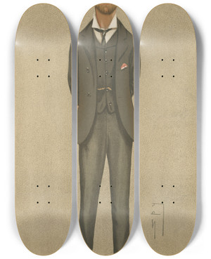 Triptych art skateboard deck of Leslie Matthew Ward Politicians Dear Boy The Hon Kenneth Howard 5 November 1892 by Leslie Matthew Ward (1851-1922)