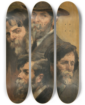 Triptych art skateboard deck of Eliseu Visconti Autorretrato Em Quatro Posies by Eliseu Visconti (1866-1944)