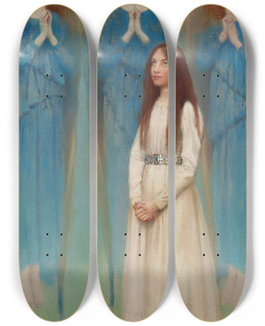 Triptych art skateboard deck of Thomas Cooper Gotch A Vision Of Angels by Thomas Cooper Gotch (1854-1931)