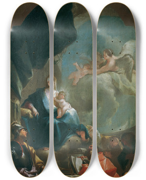 Triptych art skateboard deck of Franz Anton Palko Thronende Madonna Mit Kind Von Heiligen Verehrt by Franz Anton Palko (1717-1766)