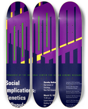 Triptych art skateboard deck of National Institutes Of Health Social Implications Genetics And Popular Culture by National Institutes Of Health (1887)