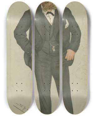 Triptych art skateboard deck of Leslie Matthew Ward Teachers And Headmasters Oxford Modern History Mr Frederick York Powell March 21 1895 by Leslie Matthew Ward (1851-1922)
