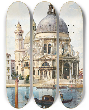 Triptych art skateboard deck of Alberto Prosdocimi Santa Maria Della Salute by Alberto Prosdocimi (1852-1925)