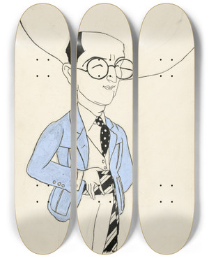 Triptych art skateboard deck of Walter K Kinstler Harold Lloyd by Walter K Kinstler (1895-1924)