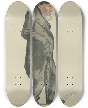 Triptych art skateboard deck of Leslie Matthew Ward Politicians Ninetyone The Earl Of Mountcashell 8 September 1883 by Leslie Matthew Ward (1851-1922)