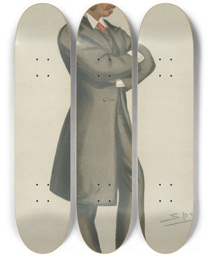 Triptych art skateboard deck of Leslie Matthew Ward Politicians The Patrriotic League Mr Ellis Ashmeadbartlett October 21 1882 by Leslie Matthew Ward (1851-1922)