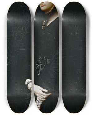 Triptych art skateboard deck of Victorlouis Mottez Portrait De Julie Mottez by Victor-Louis Mottez (1809-1897)