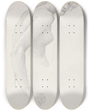 Triptych art skateboard deck of Sir Edward Coley Burnejones Study Of A Female Figure by Sir Edward Coley Burne-Jones (1833-1898)