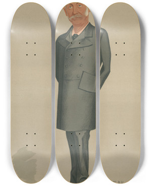 Triptych art skateboard deck of Leslie Matthew Ward Policemen Scotland Yard Sir Edward Bradford November 15 1890 by Leslie Matthew Ward (1851-1922)