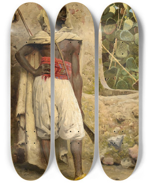 Triptych art skateboard deck of Peder Mrk Mnsted The Guard by Peder Mork Monsted (1859-1941)
