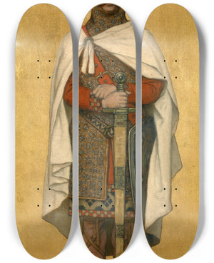 Triptych art skateboard deck of Albert Frans Lieven De Vriendt Baldwin I Of Constantinople by Albert Frans Lieven De Vriendt (1843-1900)