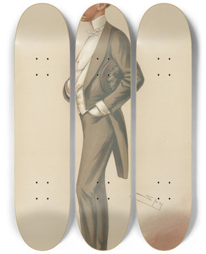 Triptych art skateboard deck of Leslie Matthew Ward Policemen Criminal Investigation Mr Charles Edward Howard Vincent December 22 1883 by Leslie Matthew Ward (1851-1922)