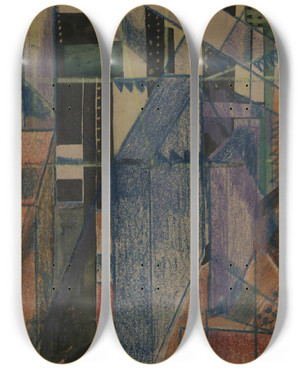 Triptych art skateboard deck of Paul Gaulois Cubistdesign by Paul Gaulois (1904-1943)