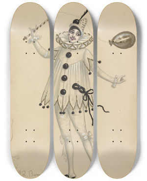 Triptych art skateboard deck of Will R Barnes Pierrot by Will R Barnes (1939) Triptych art skateboard deck of Will R Barnes Pierrot by Will R Barnes (1939)