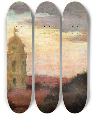 Triptych art skateboard deck of James Carroll Beckwith St Isidor Rome by James Carroll Beckwith (1852-1917)