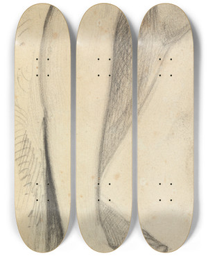 Triptych art skateboard deck of Benjamin Robert Haydon Figure Study Of Legs by Benjamin Robert Haydon (1786-1846)