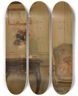 Triptych art skateboard deck of Carl Holse Interior_1 by Carl Holsoe (1863-1935)