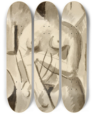 Triptych art skateboard deck of Carl Newman Abstract 5 by Carl Newman (1858-1932)