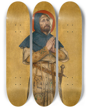 Triptych art skateboard deck of Albert Frans Lieven De Vriendt Charles I Count Of Flanders by Albert Frans Lieven De Vriendt (1843-1900)