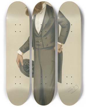 Triptych art skateboard deck of Leslie Matthew Ward Politicians Of Muckross Mr Henry Arthur Herbert 24 June 1876 by Leslie Matthew Ward (1851-1922)