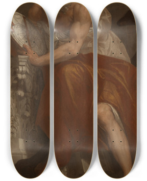 Triptych art skateboard deck of Paolo Veronese Allegory Of Navigation With An Astrolabe by Paolo Veronese (1528-1588)