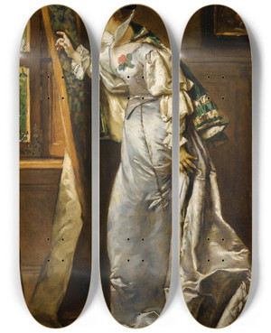 Triptych art skateboard deck of Wadysaw Bakaowicz Elgante La Fentre by Wladyslaw Bakalowicz (1831-1904)