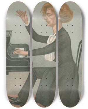 Triptych art skateboard deck of Leslie Matthew Ward Musicians Easy Execution Ignace Ian Paderewski December 28 1899 by Leslie Matthew Ward (1851-1922)