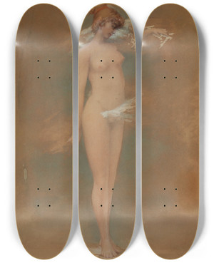 Triptych art skateboard deck of Emile Milo Wood Nymph by Emile Milo (19-)