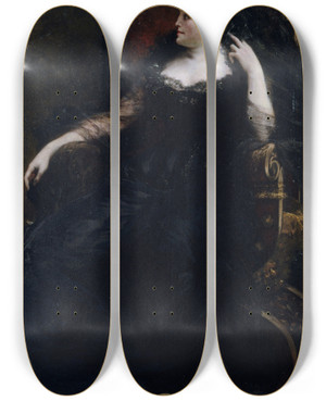Triptych art skateboard deck of Georges Jules Victor Clairin Portrait De Gabrielle Krauss 18421906 Chanteuse by Georges Jules Victor Clairin (1843-1919)