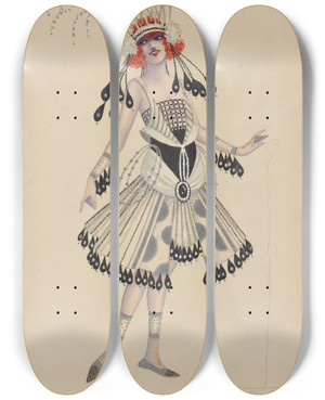 Triptych art skateboard deck of Will R Barnes Dancerprincipalwoman by Will R Barnes (1939) Triptych art skateboard deck of Will R Barnes Dancerprincipalwoman by Will R Barnes (1939)
