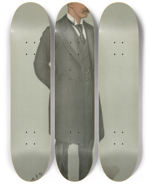 Triptych art skateboard deck of Leslie Matthew Ward Politicians Admirality The Earl Of Selborne 3 October 1901 by Leslie Matthew Ward (1851-1922)